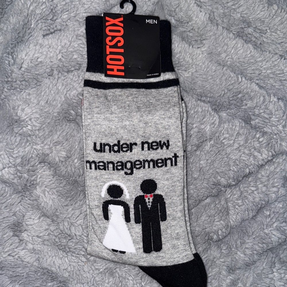 Hot Sox Men's Black and Gray Wedding Theme Socks